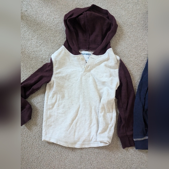 2 Waffle Long Sleeved 4T Hooded Shirts - Picture 3 of 8